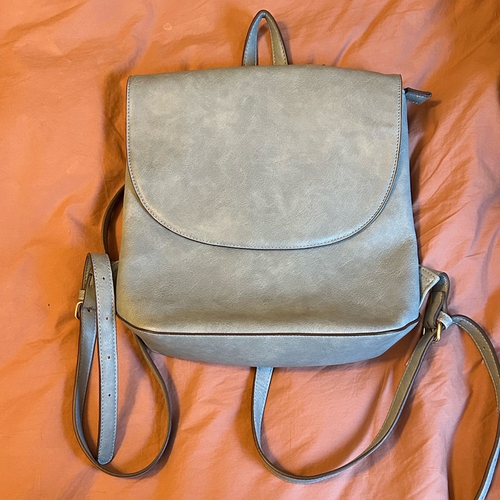 Stylish Blue Leather Melrose and Market Backpack Purse for Women